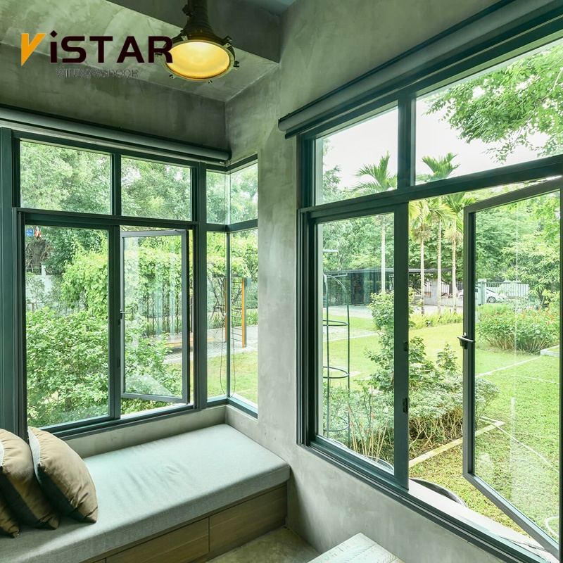 Double Glass Soundproof Aluminum Profiles Casement Windows